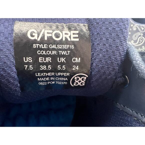 G/FORE Bandana Gallivanter Golf Shoes Navy Twilight Pebble Leather Size 7.5 - Picture 12 of 16